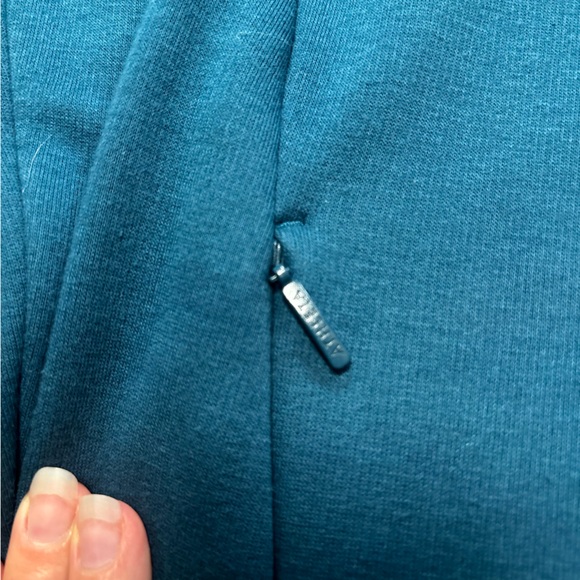 Athleta Cozy Karma Fleece Lined Sweater Dress with Pockets in Teal size XS - Picture 10 of 14